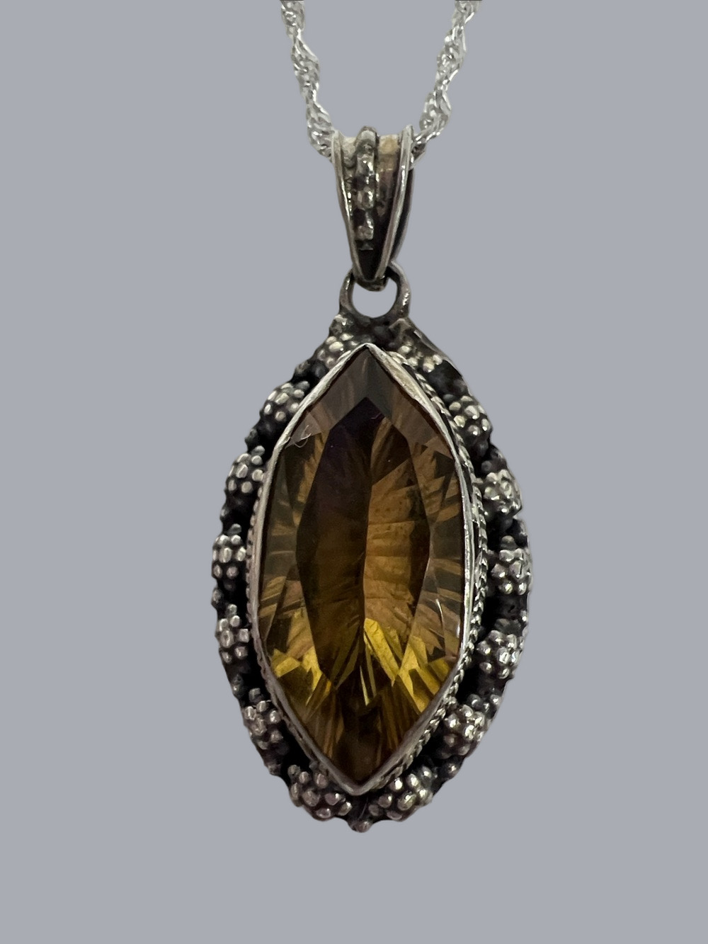 Yellow Marquise CitrinePendant Necklace